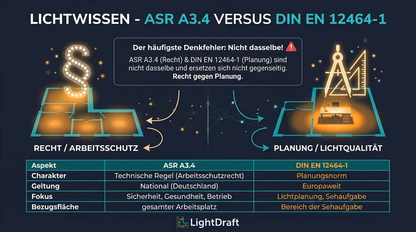ASR A3.4 versus DIN EN 12464-1